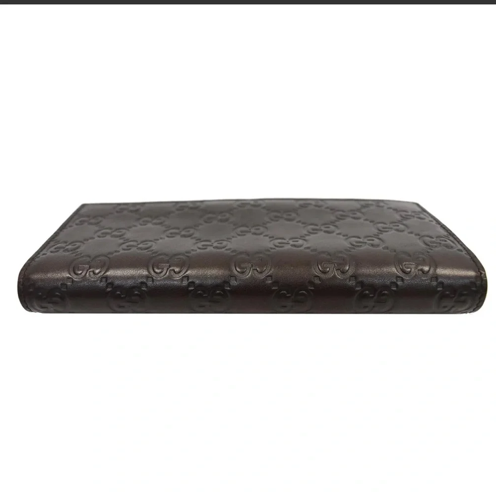 🔵 WINNER GUCCI-Guccissima GG Leather Bi-fold Long Brown Wallet date code listed